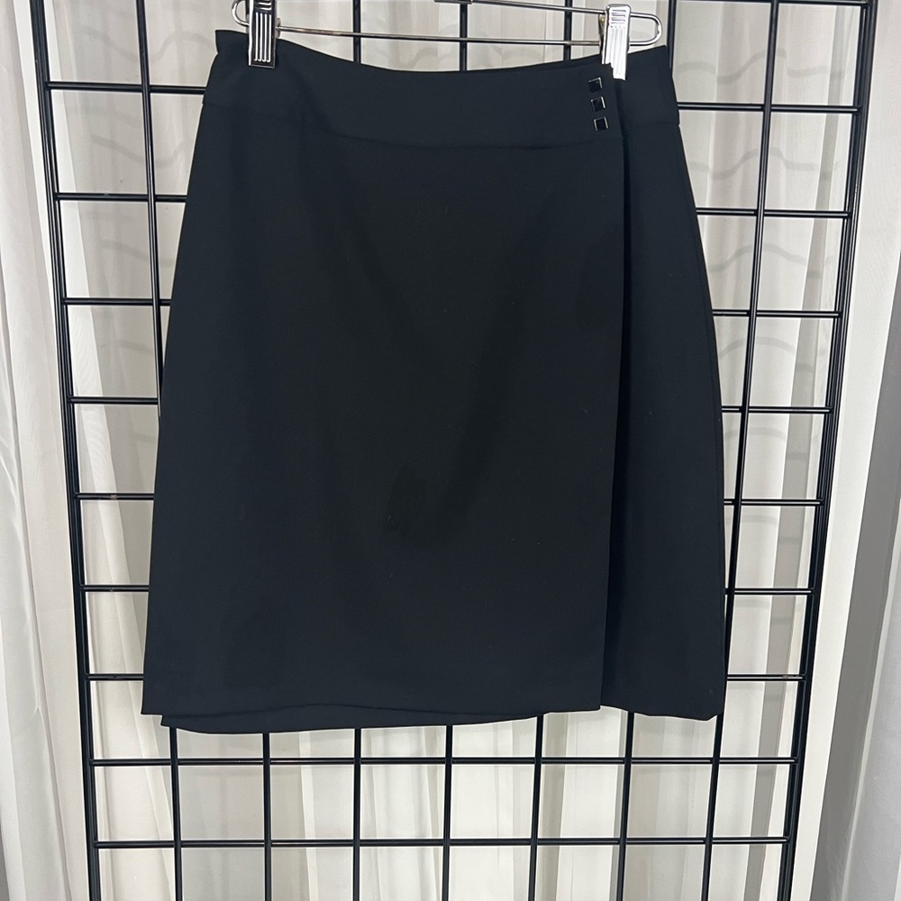 Vintage Kate Hill Classic Black A-Line Wrap Skirt